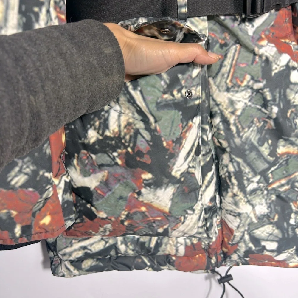 Hunter POPPY IRON/GREEN MARBLE Puffer Jacket Size XS